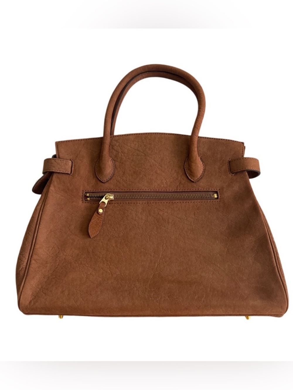 Anne Klein Brown Suede Tote Bag with Gold Trim - Classic Everyday - Picture 3 of 7
